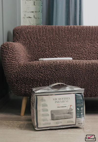 Чехол на 4хм диван Микрофибра Марсала. Защита мягкой мебели от животных.