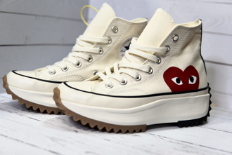 Кеды Converse Play Comme Des Garçons на платформе белые