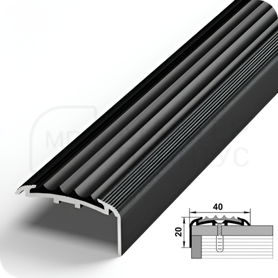 Порог противоскользящий Лука ПУ 71.2700.15 Черный с черной ПВХ вставкой