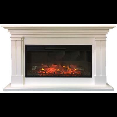 Линейный электрокамин Честер белый с очагом Foton 42 LED FX QZ