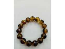 Браслет янтарь зеленый шар