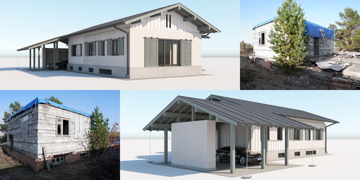 Эскиз реконструкции недостроенного дома в Мичурино