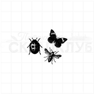 Штамп бабочка, пчелка и божья коровка