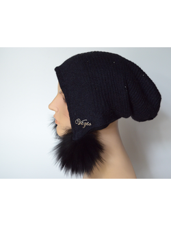 Vizio Италия 5129 шапка ушанка с помпонами черная фото