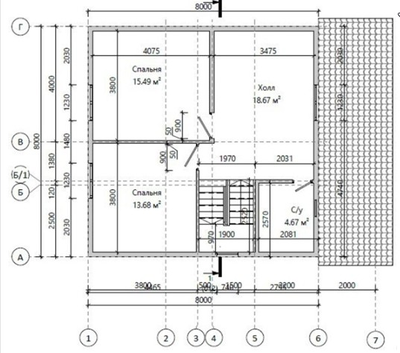 Двухэтажный каркасный дом с четырьмя спальнями 130м² (SK34)