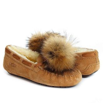 UGG MоCCASINS DAKOTA POM POM CHESTNUT