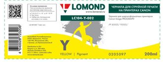 Чернила для широкоформатной печати Lomond LC104-Y-002