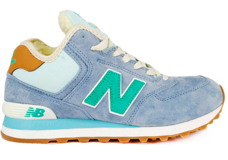 New Balance 574 Высокие сиреневые с зеленым