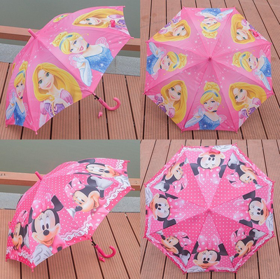 Зонт полуавтоматический детский 6 видов ( Микки Маус, Минни Маус, Эльза, Принцессы, Хеллоу Китти, Человек-Паук)