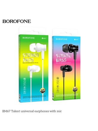 6974443382891  Наушники Borofone BM67 Talent universal earphones with mic, black