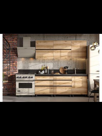 Берген 2,0 м кухонный гарнитур Венге/Дуб делано/Черный мрамор