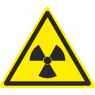 W05 Опасно, радиоактивные вещества или ионизирующее излучение, 200х200 мм, на самоклеющейся пленке