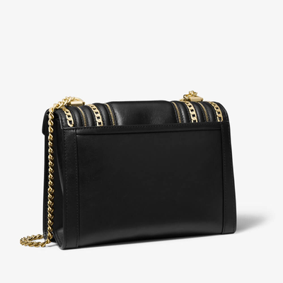 Сумка WHITNEY LARGE CHAIN-LINK QUILTED LEATHER CONVERTIBLE цвет черный