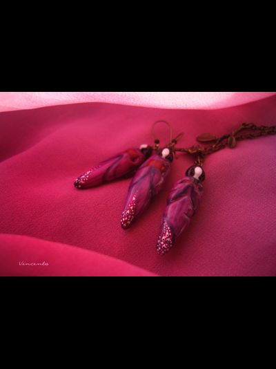 &quot;Вальс магнолии&quot;, комплект украшений из фарфора (серьги и подвеска)