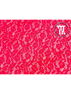 Гипюр-стрейч, цв. Неон-коралл