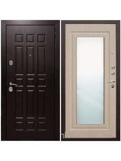 Входная дверь РЕКС 8 (REX 8)  /  зеркало ФЛЗ-120 Беленый дуб