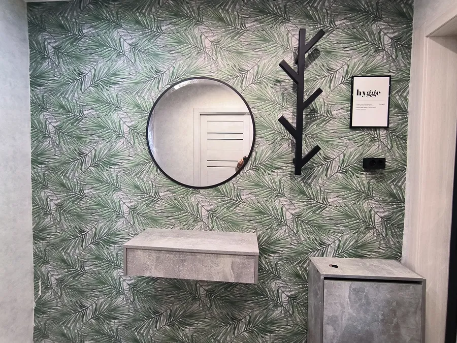 Установка подвесной тумбы и зеркала