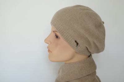 Кашемировый берет женский Vizio Италия 9000 В бежевый