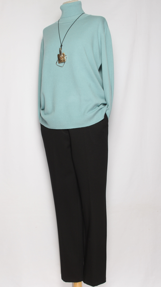 Брюки "Прямые защип снизу" трикотажные чёрные р.48-58