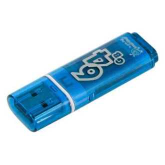 Флеш-память Smartbuy Glossy, 64Gb, USB 2.0, голубой, SB64GBGS-B