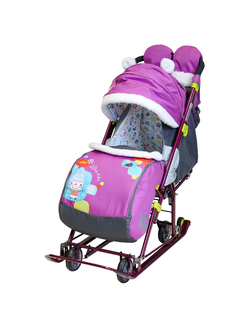 Санки-коляска NIKA kids «Ника Детям 7-6» со снеговиком орхидея