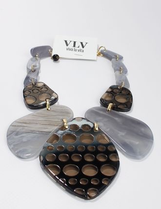 Колье "РОМБ ГОРОХИ" кофе