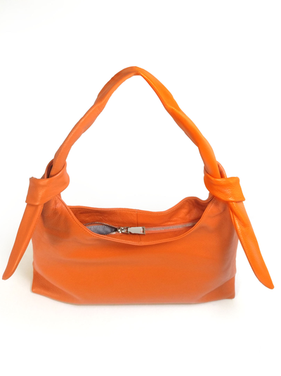 (АРТИКУЛ: 10148/2/5) СУМКА-МЕШОК ЖЕНСКАЯ, БОЛЬШАЯ, НАТУРАЛЬНАЯ КОЖА, ЯРКО-ОРАНЖЕВАЯ, ЧЕРЕЗ ПЛЕЧО *