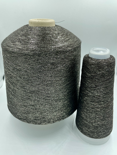 TORCITURA di DOMASO BACH LUREX  люрекс 1/ 34000 65% ВИСКОЗА 35% PL  (вес 50 грамм, длина 1700 метров) цв.204 серебро на чёрном