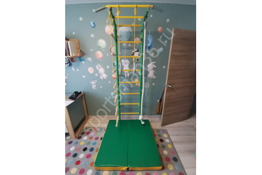 ДСК-12.с "Атлет-2", ступеньки ПВХ, цвет белый-серый, Мат гимнастический 1,0х1,0х0,1 м складной зеленый-желтый