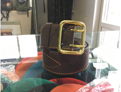 Ремень коричневый кожаный с латунной пряжкой (Размеры: 2, 3, 4, 5)