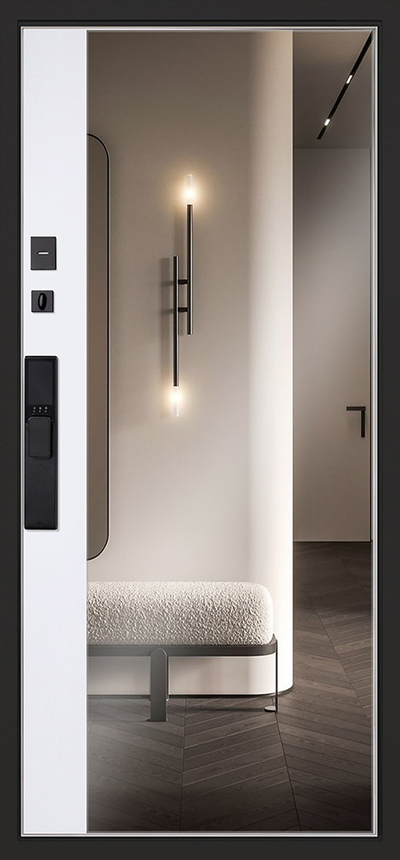 Стальная дверь   Конструктор с зеркалом (биометрический замок Smart lock Y12)