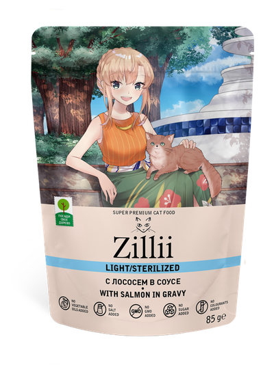 Zilli (Зилли) Влажный корм (пауч) для стерилизованных кошек с лососем в соусе 85 г