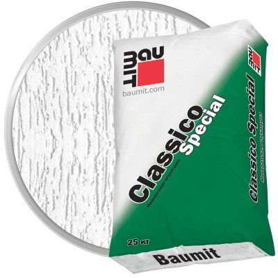 Минеральная декоративная штукатурка BAUMIT Classico Special Белая Короед 3 мм 25 кг