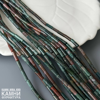 "Индийский агат" халцедон с включениями трубочки 4х13 мм, цена за нить 19 см