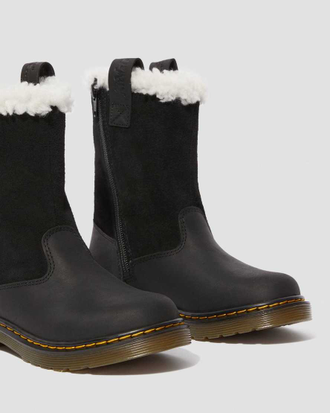 Зимние ботинки Dr. Martens 2976 JUNIOR JUNEY FAUX FUR REPUBLIC WP+HI SUEDE WP BLACK