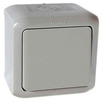 Выключатель одноклавишный Legrand Quteo Grey 782334