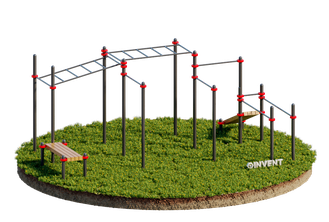 КОМПЛЕКС 3 ПЕРЕКЛАДИНЫ, БРУСЬЯ, СКАМЬЯ НАКЛОННАЯ, 2 РУКОХОДА, СКАМЬЯ ГОРИЗОНТАЛЬНАЯ INVENT