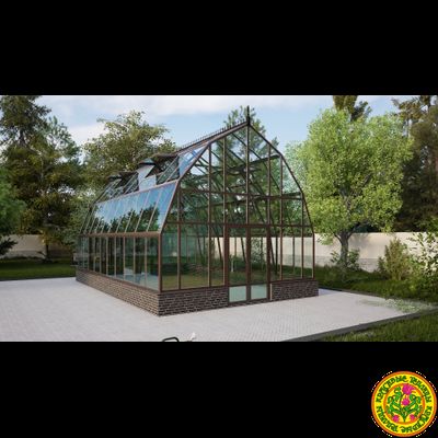 Базовая комплектация теплицы из стекла и алюминия “Леонардо” размером 5000 х 8000 мм