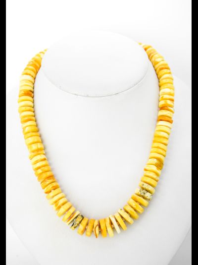 Бусы камнерезные диски из матового янтаря 06618