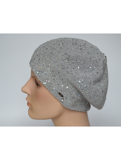 Серый женский берет весна осень с пайетками