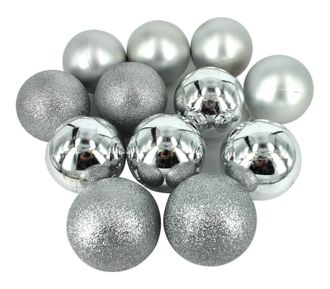 Елочные шары серебряные 6 см, набор 12 шт. Арт. 2478-26