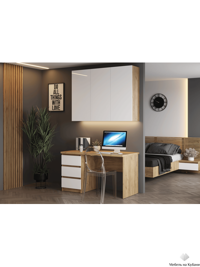 Бостон ШН-001 шкаф навесной Дуб Крафт золотой/Белый глянец