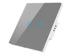 Умный Wi-Fi выключатель ROXIMO сенсорный, двухклавишный, серый  SWSEN01-2S