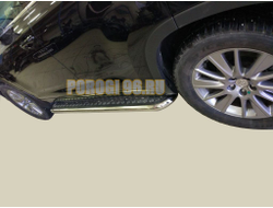 Пороги с накладным листом d60 для Toyota Highlander 2014-2017