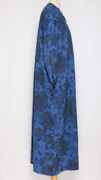 Платье Бохо вельветовое "СТОЙКА ЗАЩИП ЦВЕТЫ" синее до р.52