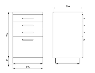 Тумба металлическая с ящиками на подиуме ТМЯ-4.0 Люкс