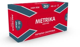 Перчатки латексные METRIKA HIGH RISK, цв. синие 25 (пар/уп.)