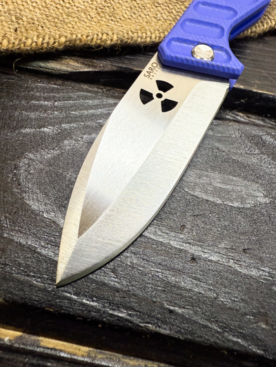 Фрикционный складной нож Атом-1 сталь AUS10, рукоять G10 синий