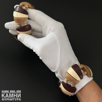 Браслеты "Зубчики" микс деревянных бусин 28,5х9-10 мм, цена за штуку