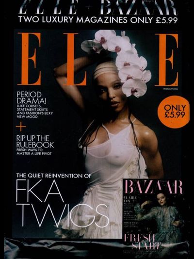 Elle UK Magazine February 2026 FKA Twigs Cover + Harper's Bazaar UK Magazine February 2026 Claire Foy Cover Two Magazines In One Pack